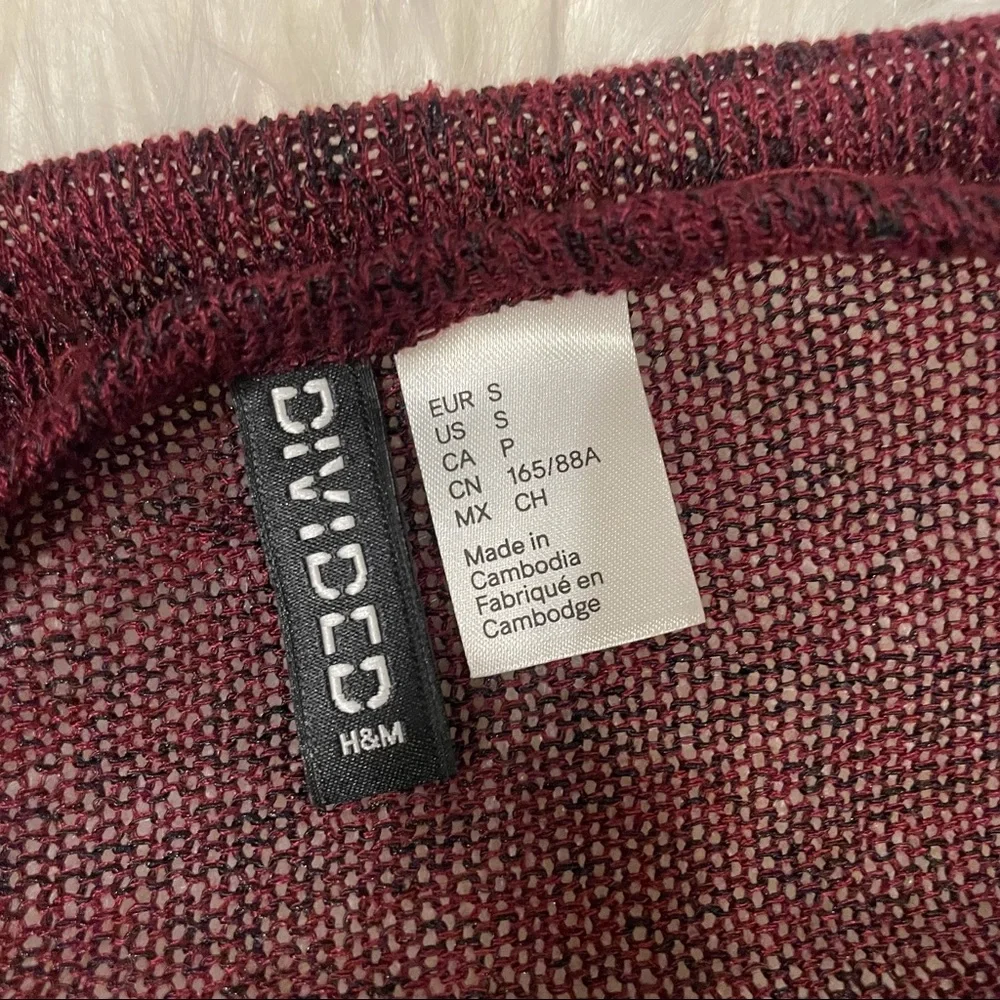 H & M Light maroon draped open front sweater size small boho